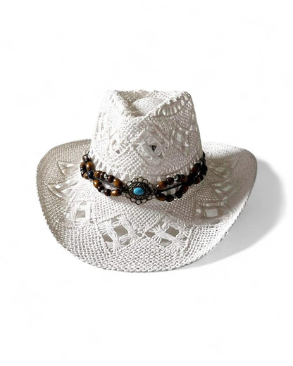 Vintage Straw Beach Cowboy Hat – Boho Chic Sun Cap