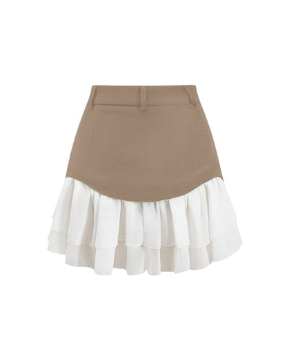 Y2K Ruffle A-Line Denim Skirt