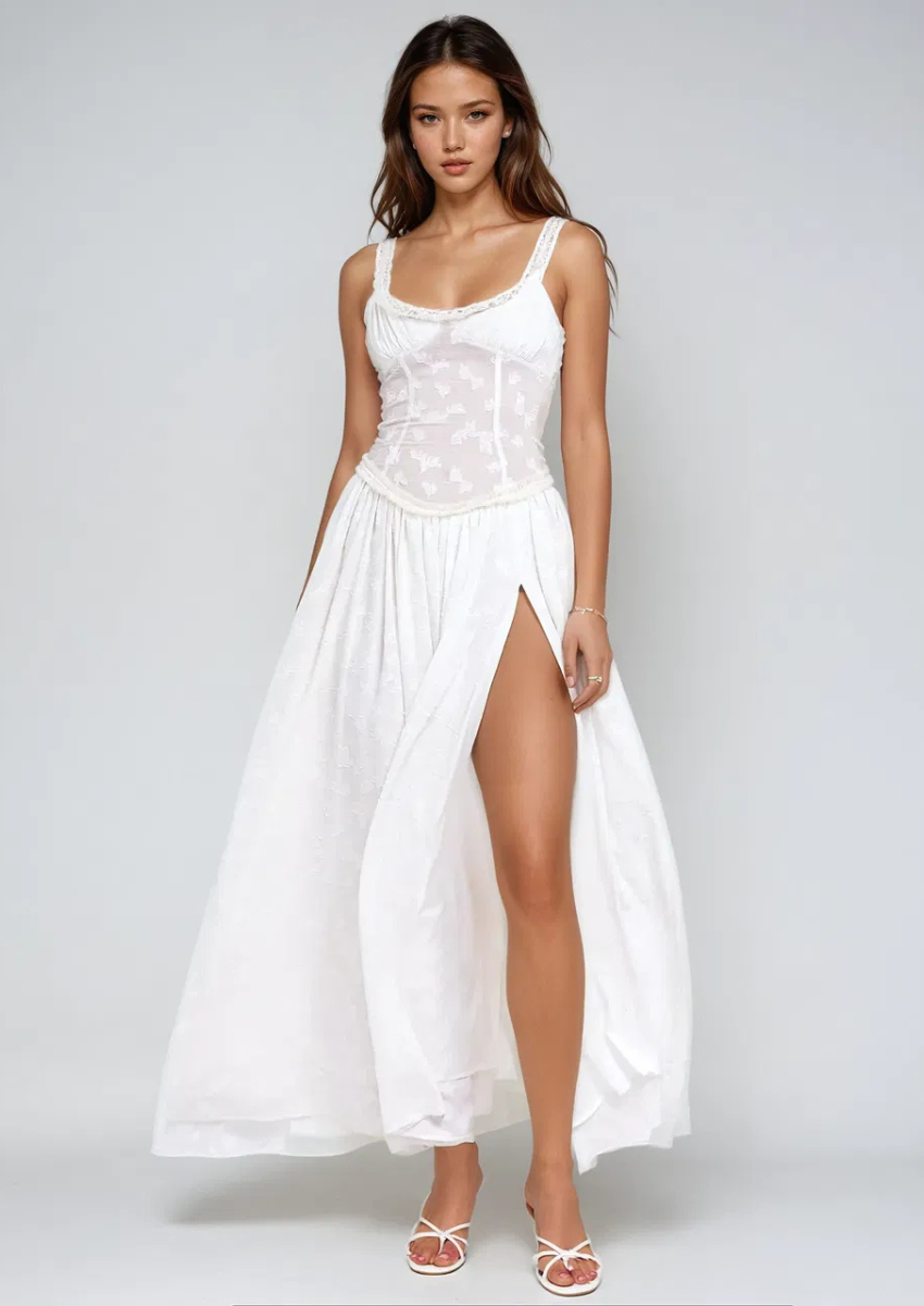 White A-Line Maxi Dress