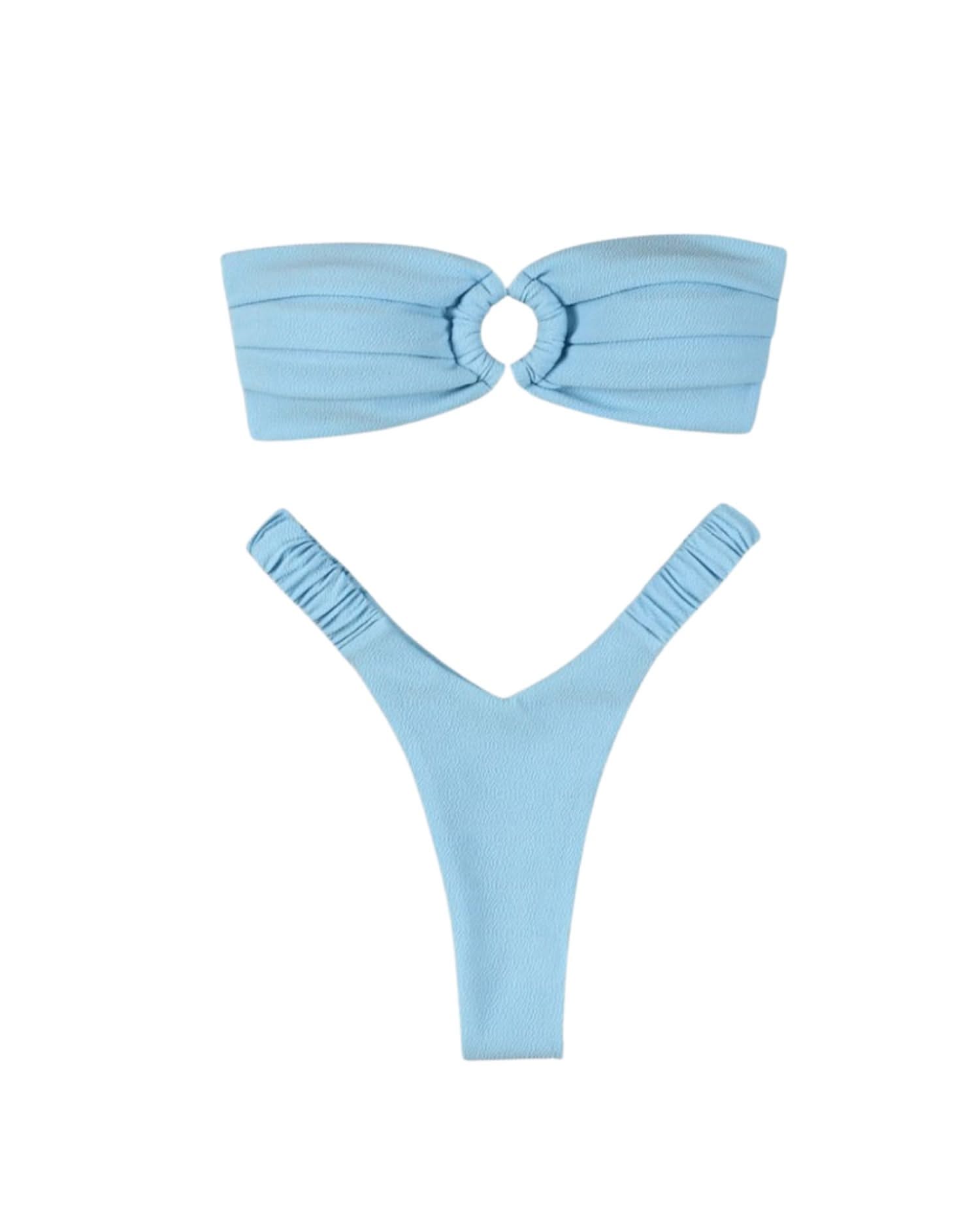 Ruched Bandeau Low Waist Bikini Set