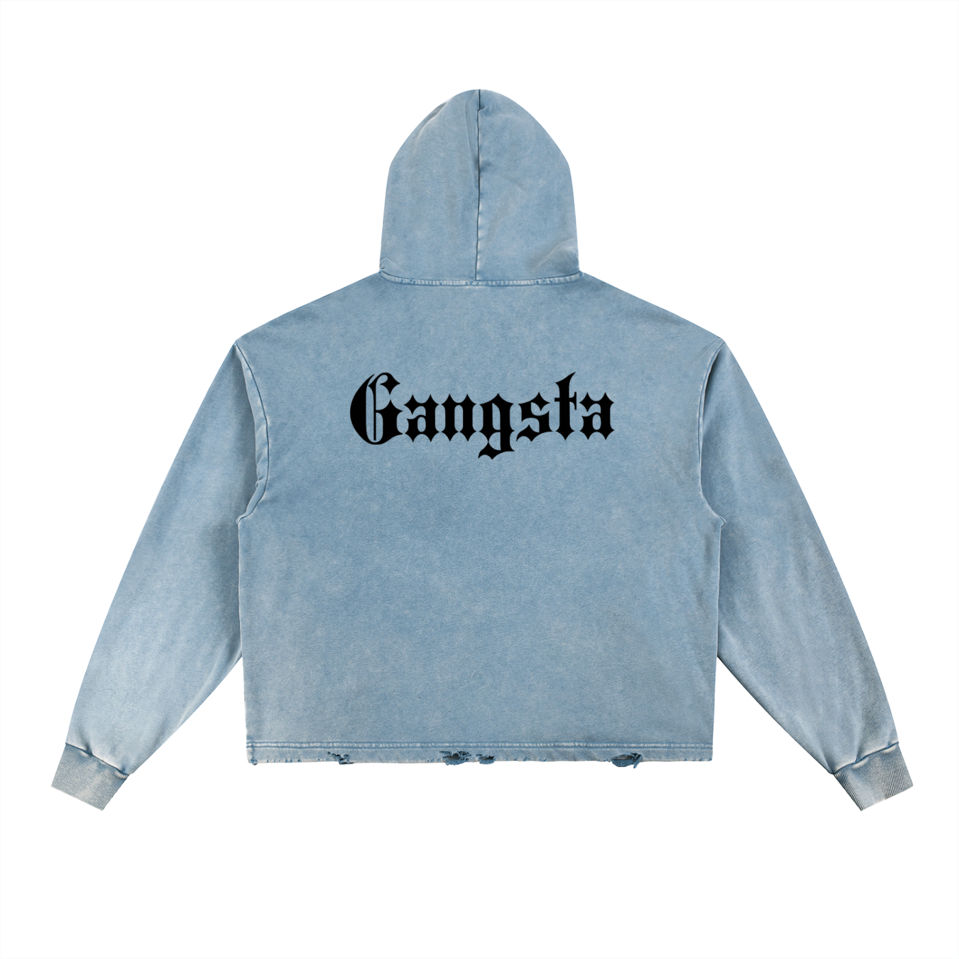 Vintage Street Washed Frayed-Hem Hoodie Unisex Loose Woven Sweatshirt