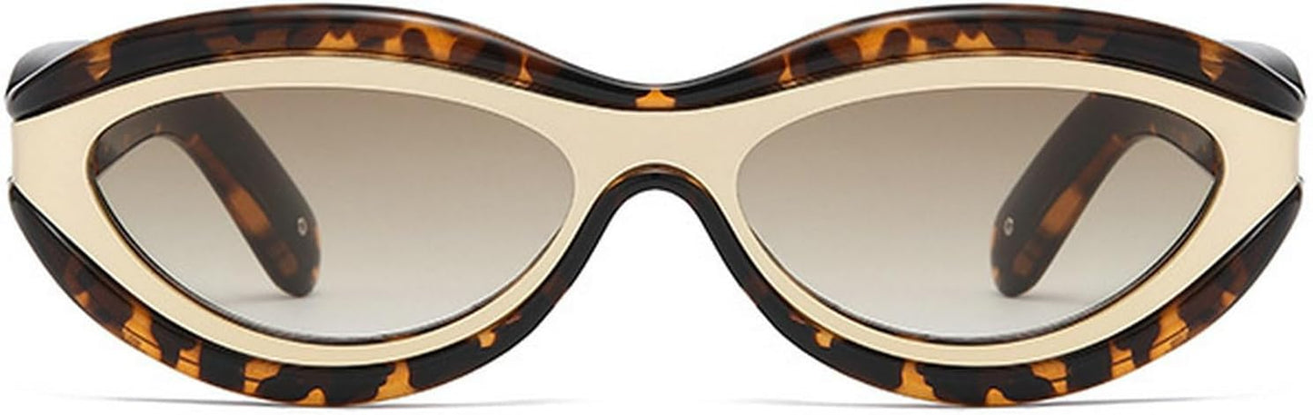 Cat Eye Sunglasses for Women Cute Oval Thick Frame Y2K Accessories Sun Glasses Chic Retro Style Shades