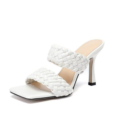 Woven Strap High-Heeled Sandals