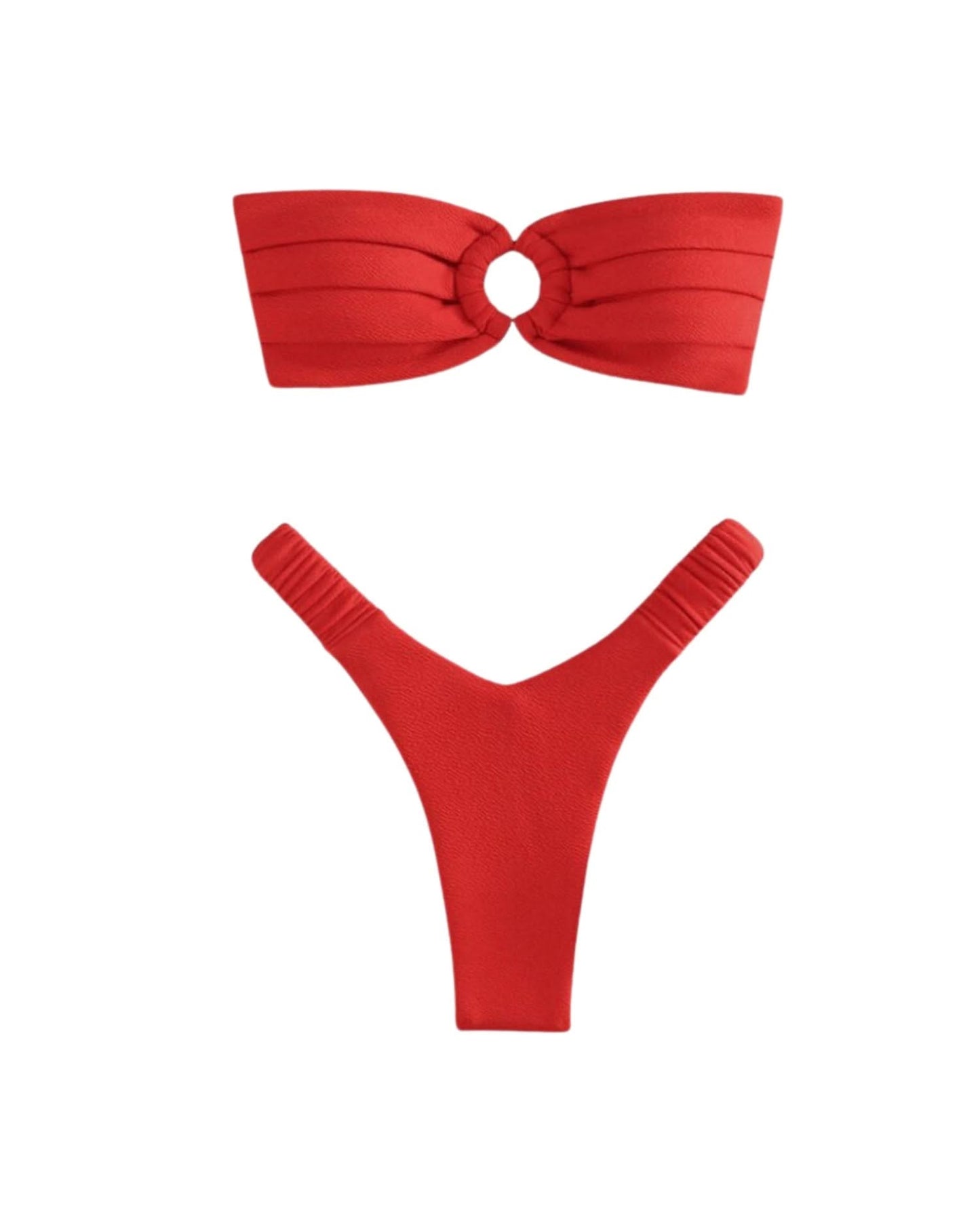 Ruched Bandeau Low Waist Bikini Set