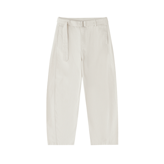 Casual Street Style Navy Belted Barrel-leg Chinos - lifestyle photo