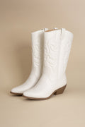 White High Ankle Boots with Rerun Western Style