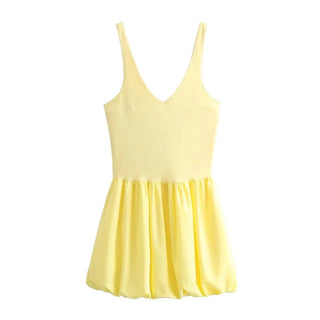 Yellow Summer Spliced Mini Dress