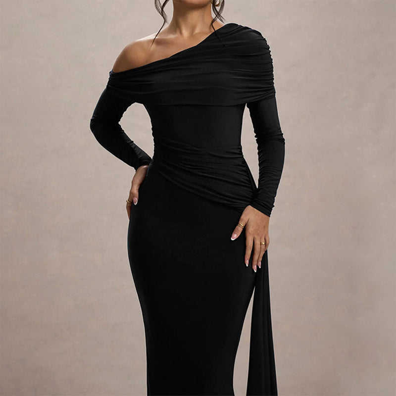 Ribbon One-Shoulder Gown