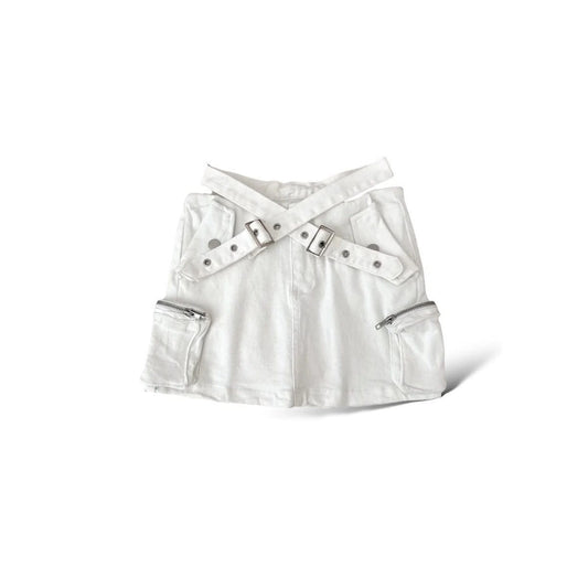 Cross Belt Off Waist with A - Line High Waist Cargo Mini Skirt 6