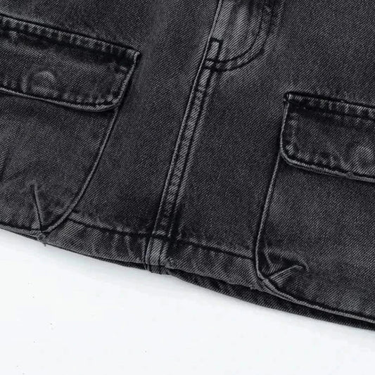 Cargo Denim Mini Skirt — cargo pocket