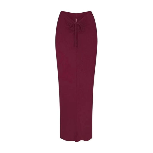 High Waisted Mid Length Skirt with Hip Wrap 6