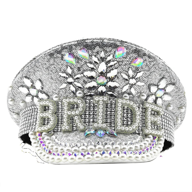 Sequin Burning Silver Bride Military Hat 