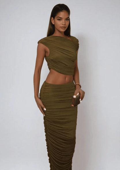 Green One-Shoulder Maxi Dress