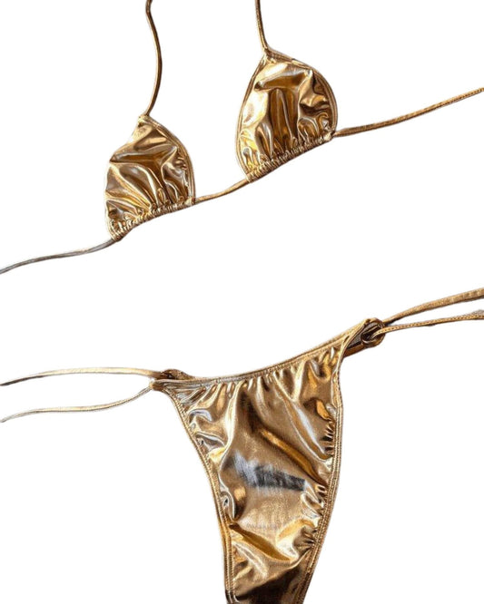 METALLIC 2 PIECE BIKINI GOLD