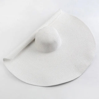 White Wide Paper Straw Hat
