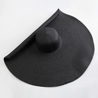 Black Wide Paper Straw Hat