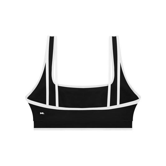 Set — High Support bra + Scrunch Butt Leggings black front on-model 2048 (floor-length flare)