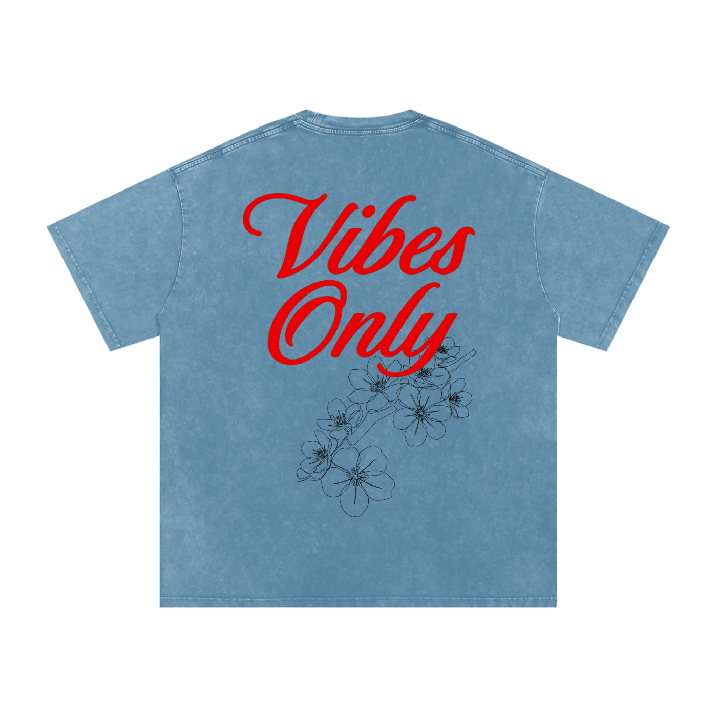 Loose Snow Washed Vibes Only Cotton T-Shirt