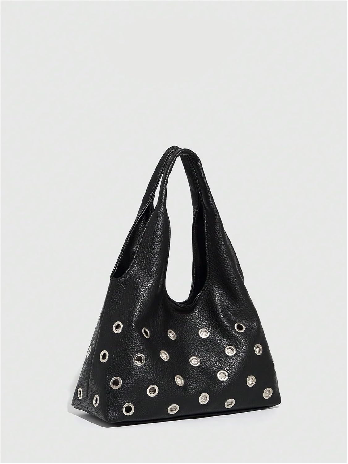 Women'S Rivet Leather Hobo Bag Y2K Double Handle Medium Shoulder Bags Punk Handbags