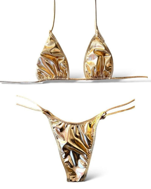 METALLIC 2 PIECE BIKINI GOLD
