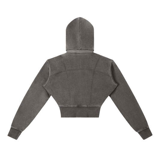Vintage Washed Cropped Fleece Hoodie - model wearing 