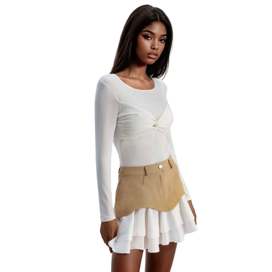 Y2K Ruffle A-Line Denim Skirt - additional view 8