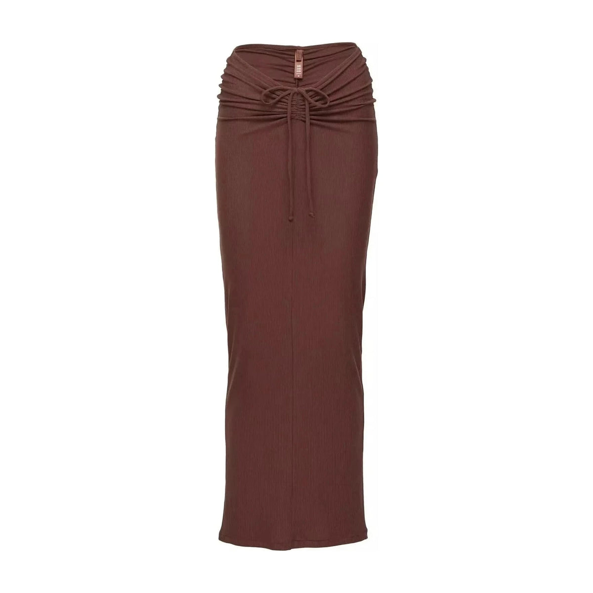 High Waisted Mid Length Skirt with Hip Wrap 8