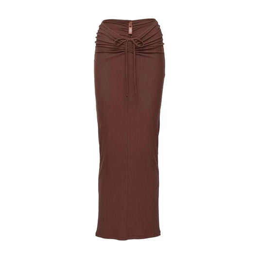 High Waisted Mid Length Skirt with Hip Wrap 8