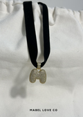 Black Ribbon Heart Necklace, 
