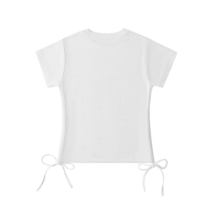 Evelyn Black Drawstring Crop T-Shirt