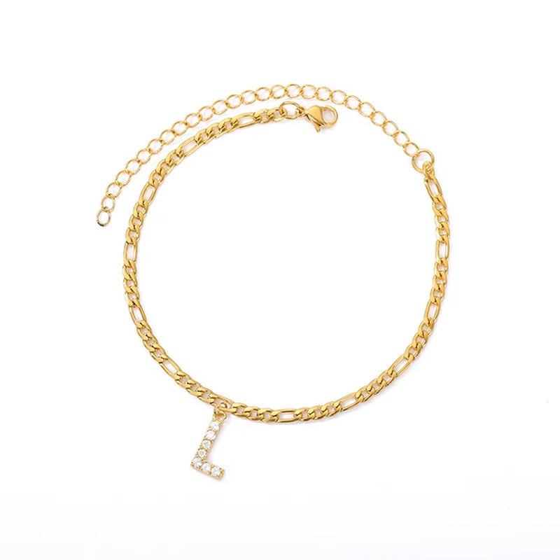 Anklets with Tiny A-Z Initial Letter