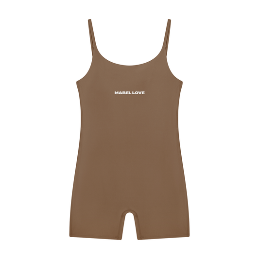 One Piece Yoga Romper — on-model front v2 arms at sides