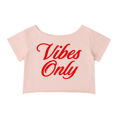 "Eden Dusty Blue Off-Shoulder Rolled Hem T-Shirt"