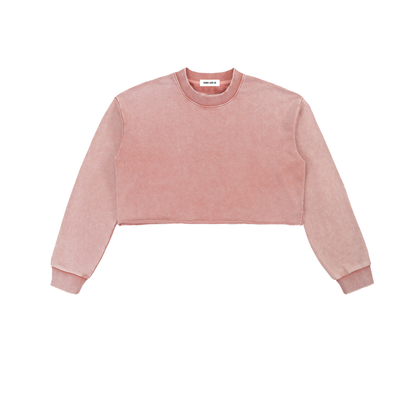 Cries Easily Washed Raw Edge Cropped Sweatshirt