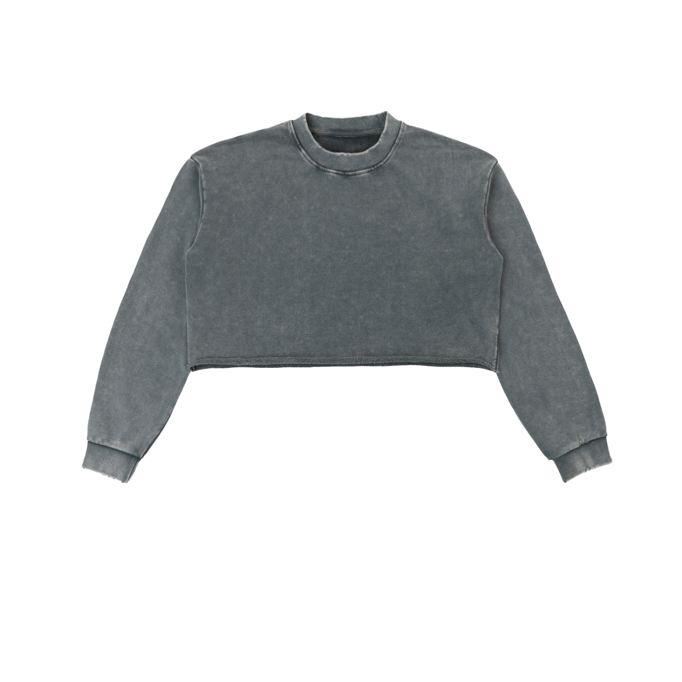 Cries Easily Washed Raw Edge Cropped Sweatshirt