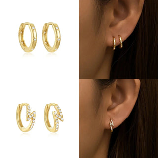 925 Lightning Mini Hoop Earring