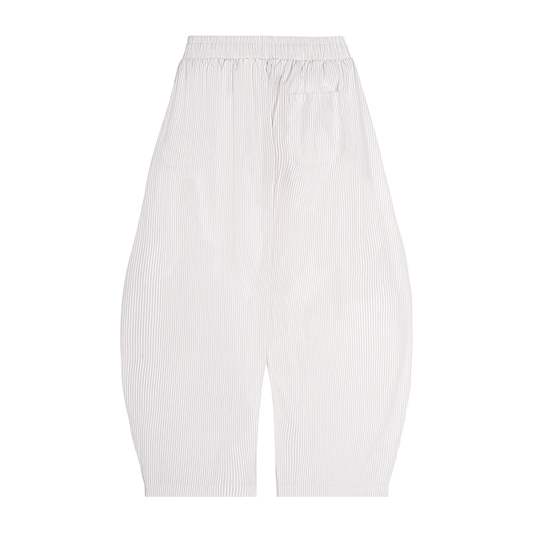 Vertical Stripe Drawstring Barrel Pants - model wearing 