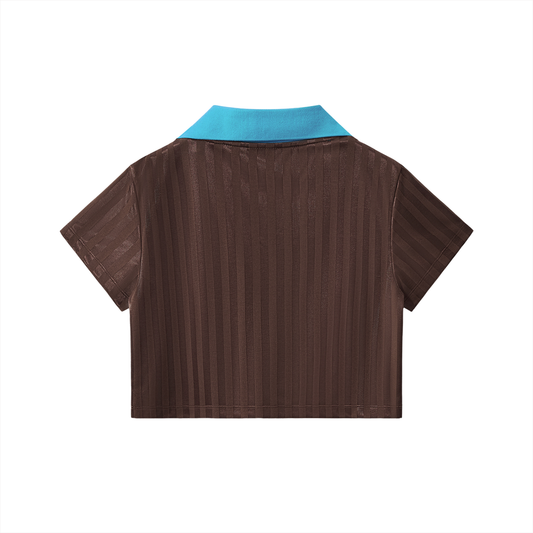 Collar Striped Cropped Jersey