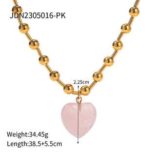 Size details of Ball Beaded Necklace with Pink Clear Heart Pendant