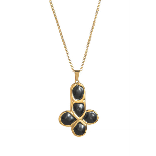 Golden Cross Necklace - model wearing apparel & accessories