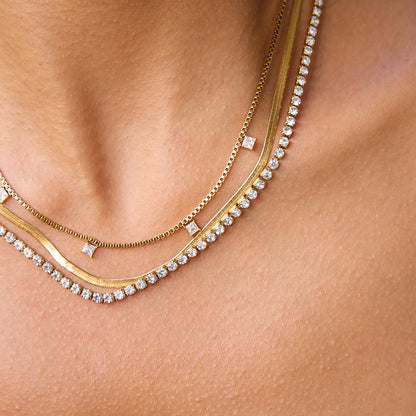 Nova White Square Zirconia Layer Necklace - detail shot