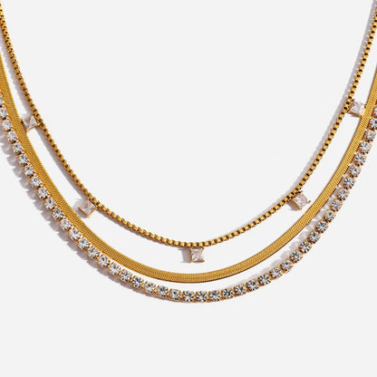 Nova White Square Zirconia Layer Necklace - main product image