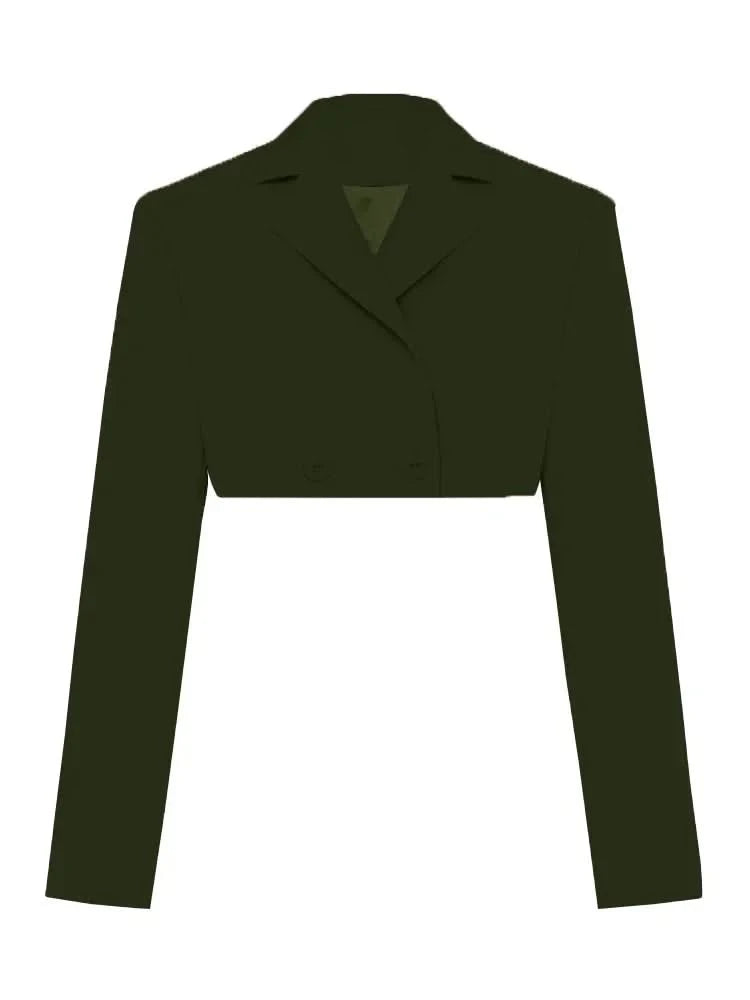 Army Green Blazer Cropped Top