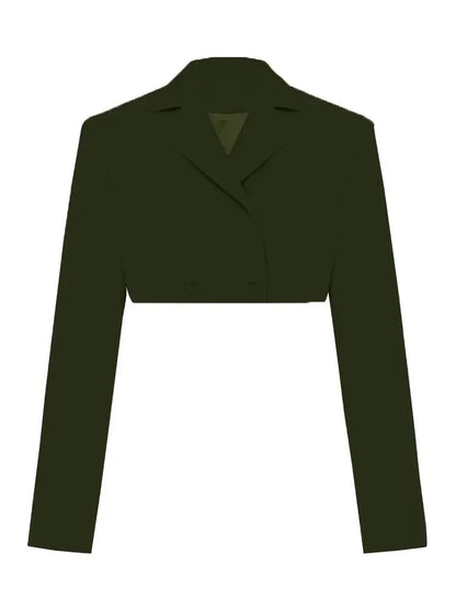 Army Green Blazer Cropped Top