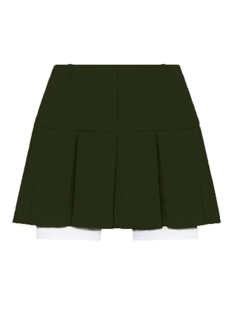 Army Green Pleated Skirt