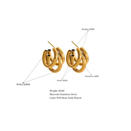 Aureate Intertwine Hoop Earrings - Size Details