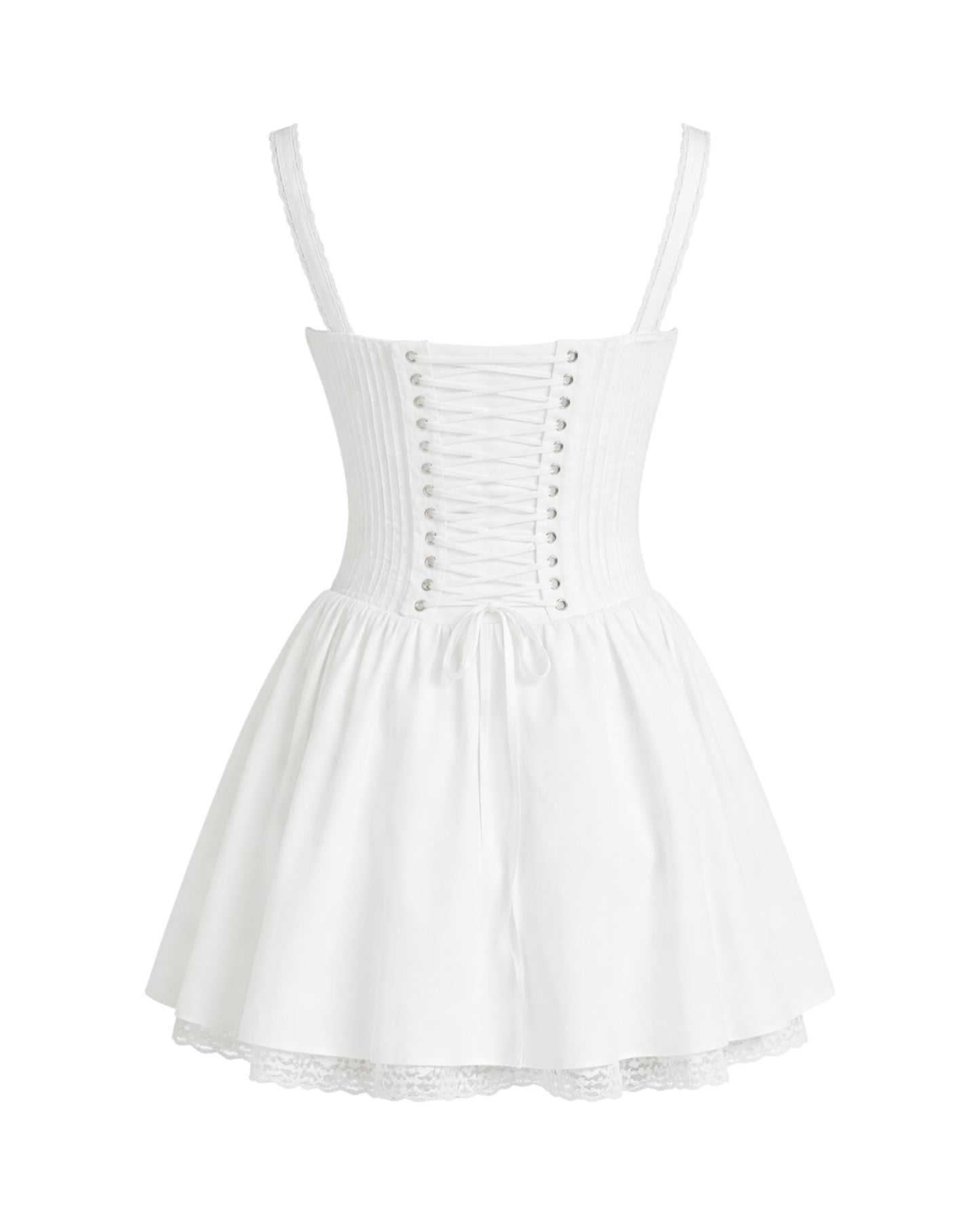 Minivestido blanco con corsé y cordones