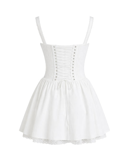 Minivestido blanco con corsé y cordones