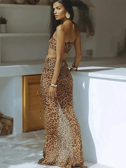 Back details of Printed Leopard Skirt Set