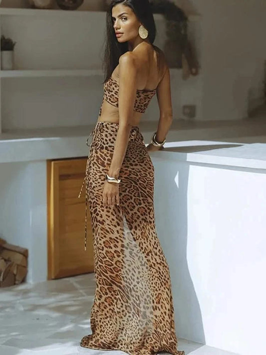 Back details of Printed Leopard Skirt Set